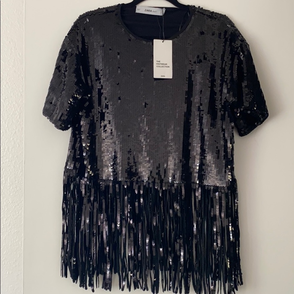 ZARA knit sequin sweater shirt